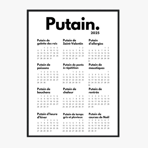 Affiche Personnalisée Calendrier Putain 2025