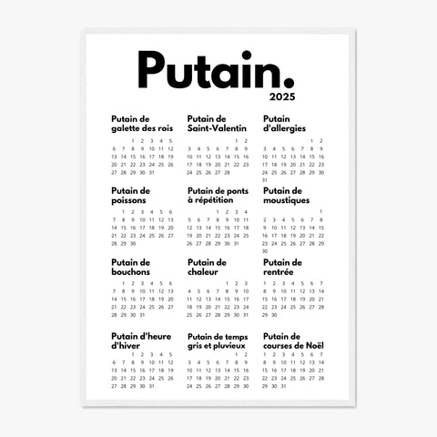 Affiche Personnalisée Calendrier Putain 2025