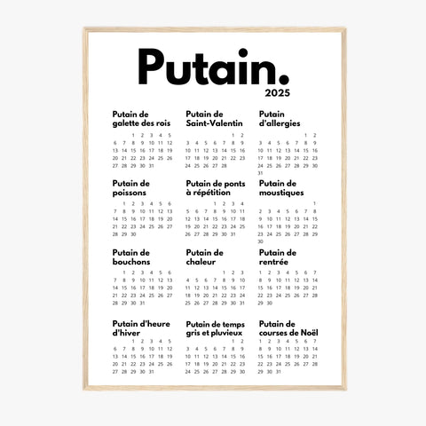 Affiche Personnalisée Calendrier Putain 2025