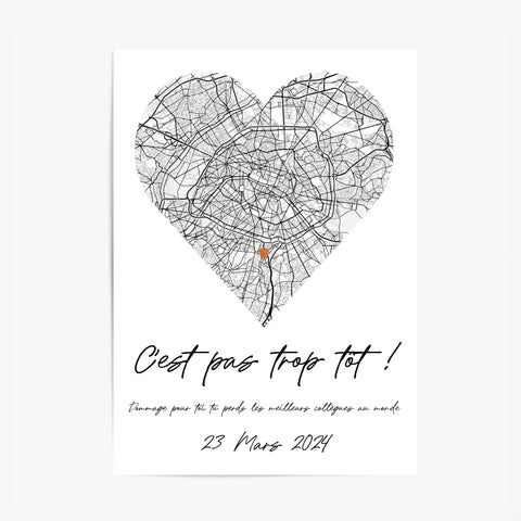 Tableau Pot de Départ Personnalisé Map Coeur