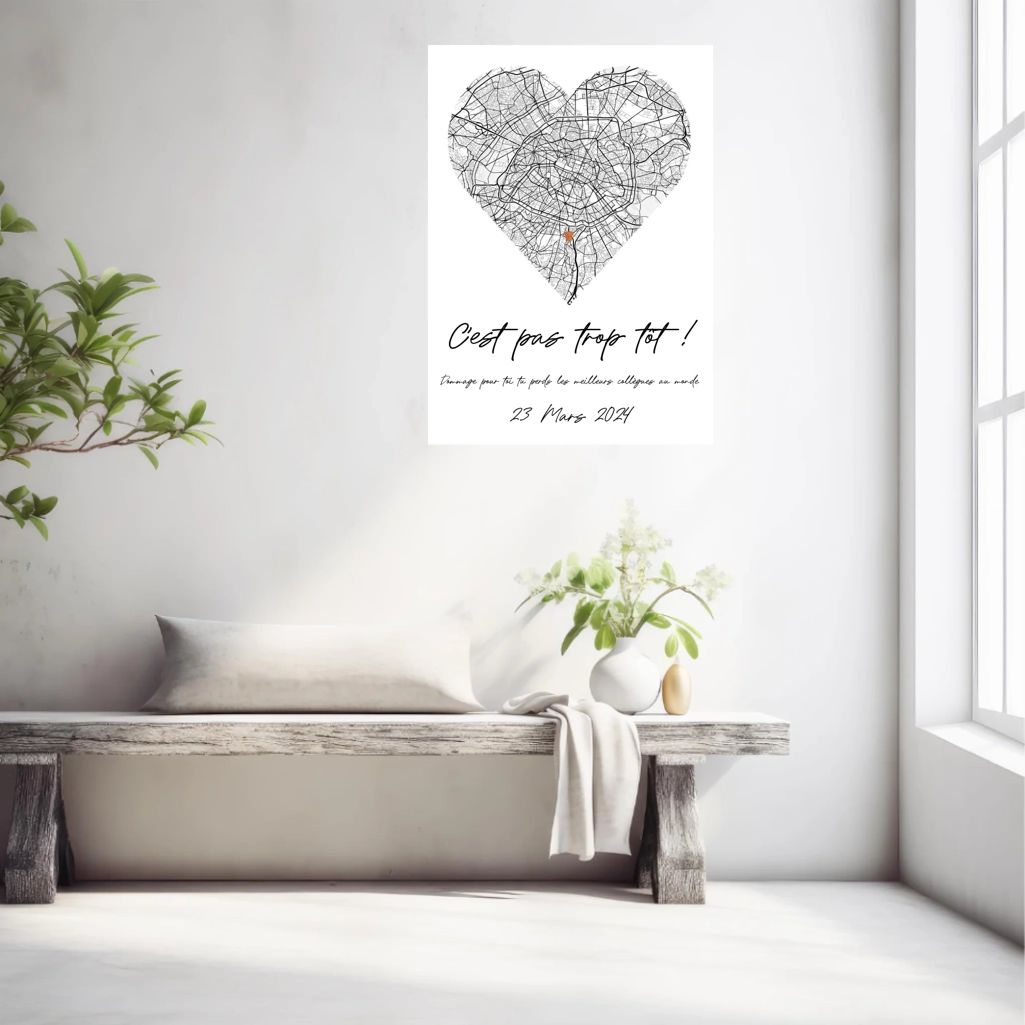 Tableau Pot de Départ Personnalisé Map Coeur