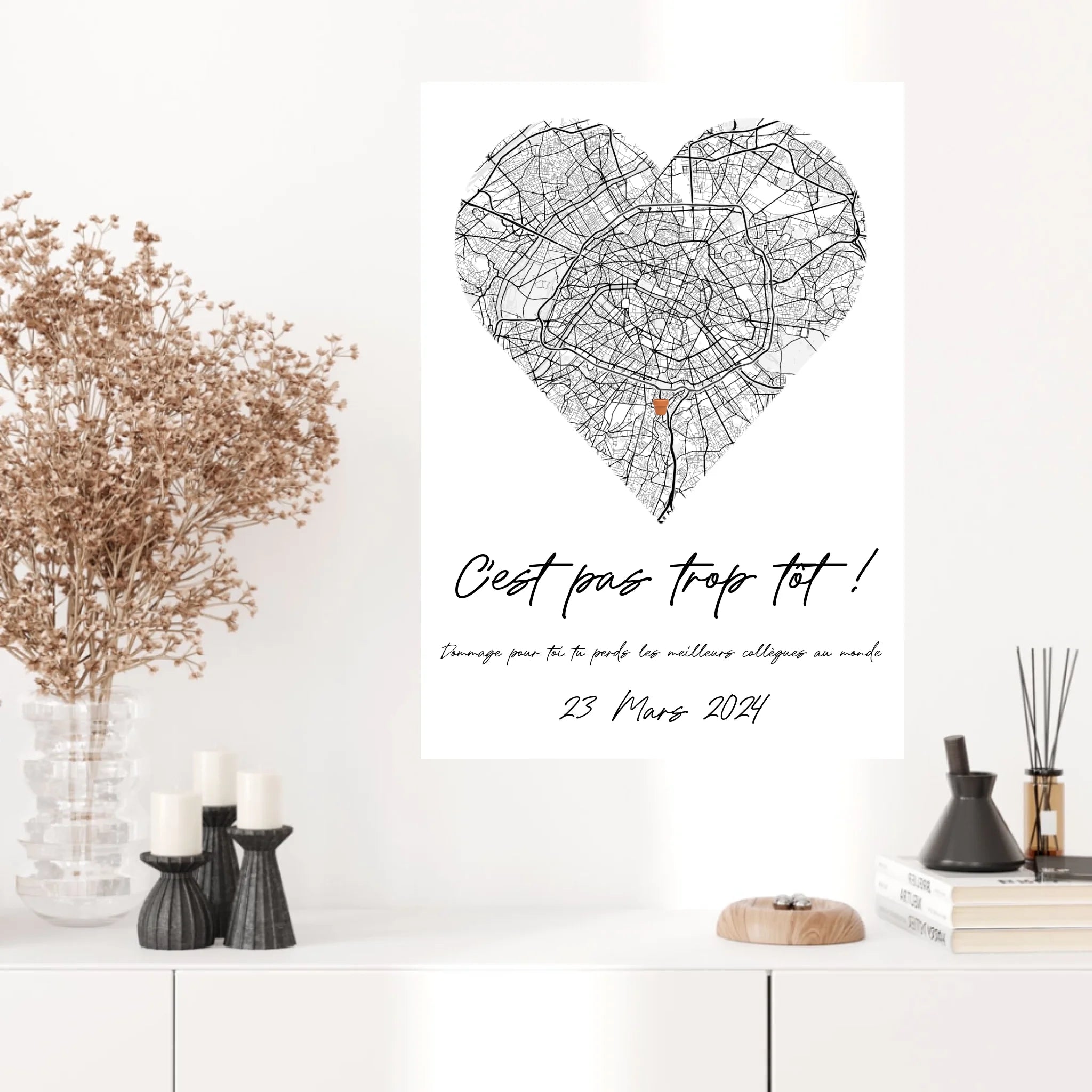 Tableau Pot de Départ Personnalisé Map Coeur
