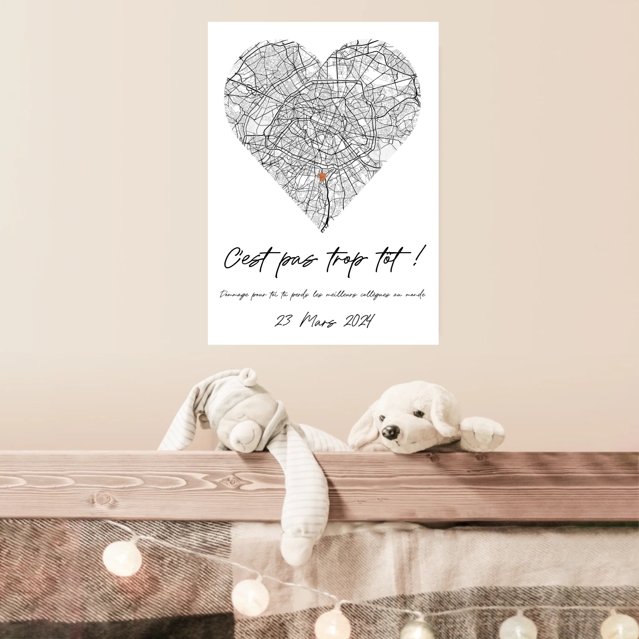 Tableau Pot de Départ Personnalisé Map Coeur