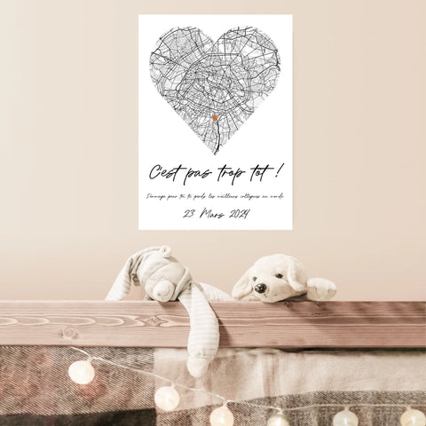 Tableau Pot de Départ Personnalisé Map Coeur