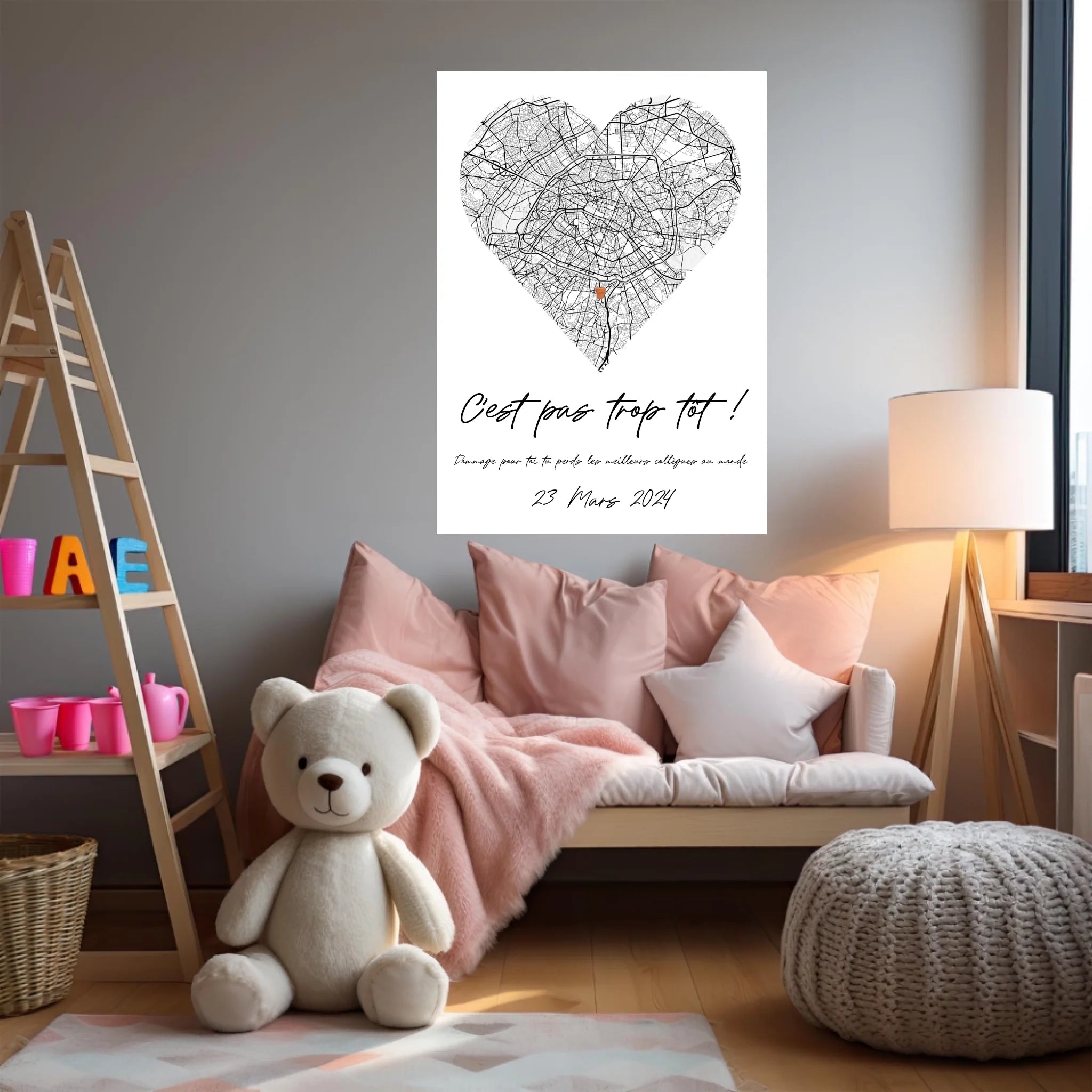 Tableau Pot de Départ Personnalisé Map Coeur