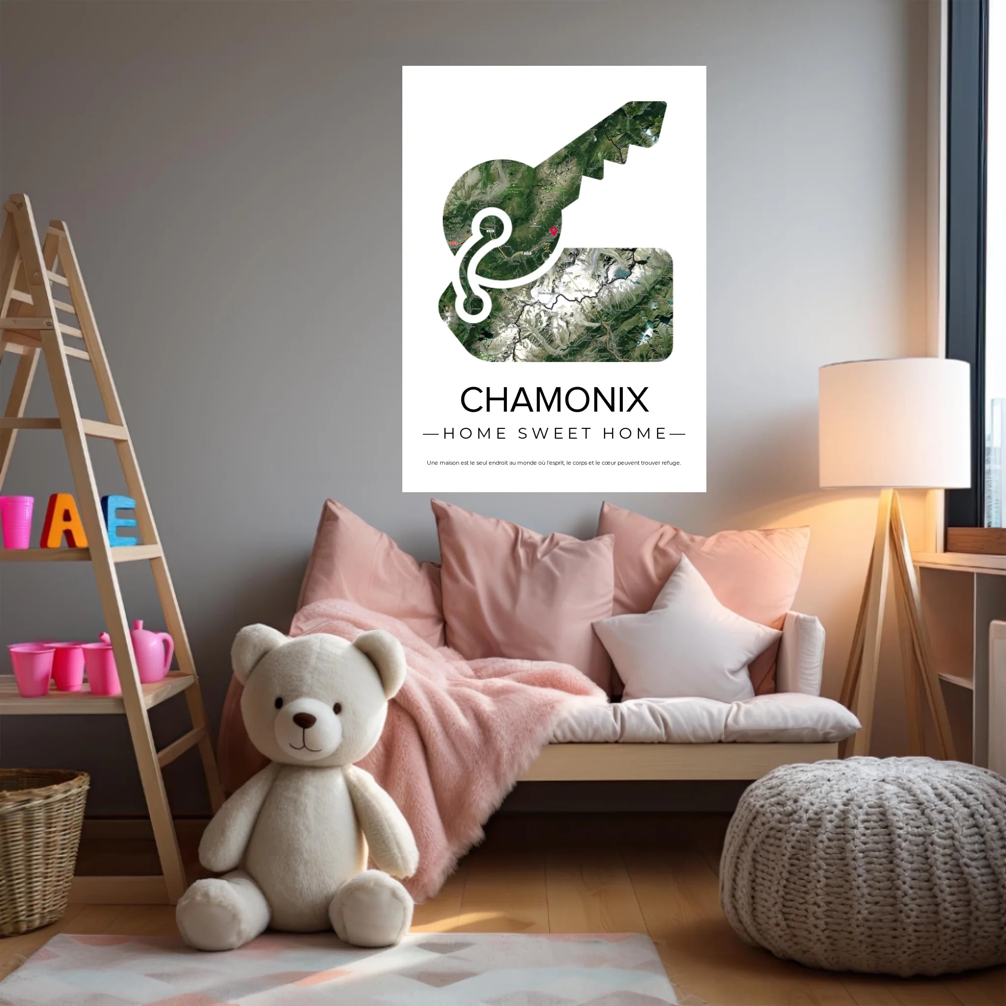 Affiche carte ville Personnalisée Clés Maison