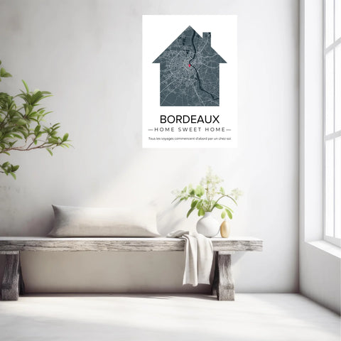 Affiche carte ville Personnalisée Maison
