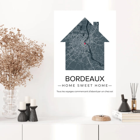 Affiche carte ville Personnalisée Maison