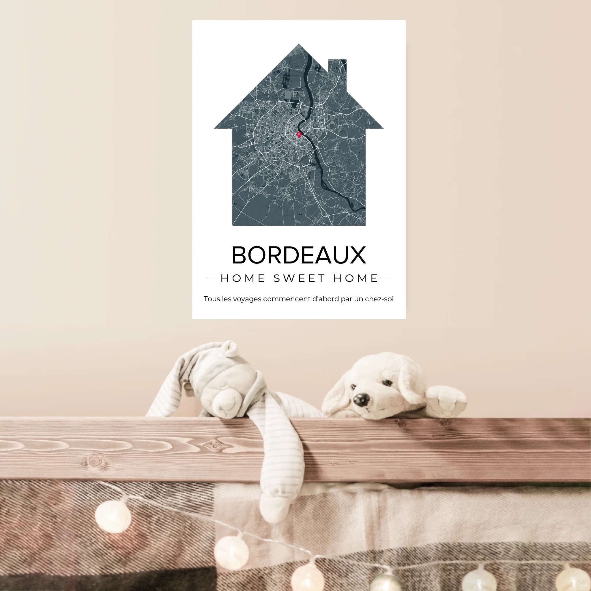 Affiche carte ville Personnalisée Maison