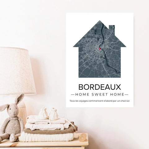 Affiche carte ville Personnalisée Maison