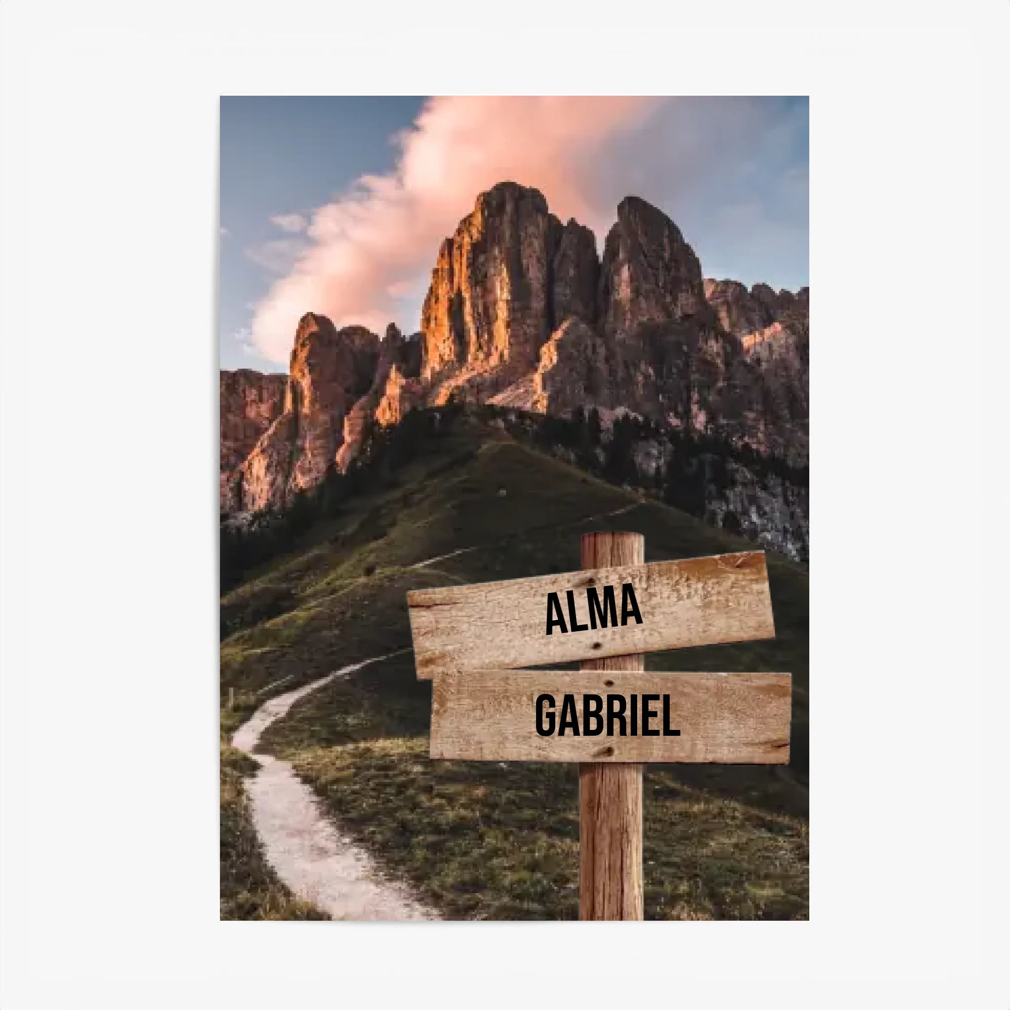 Tableau Personnalisé Prénoms Famille Montagne