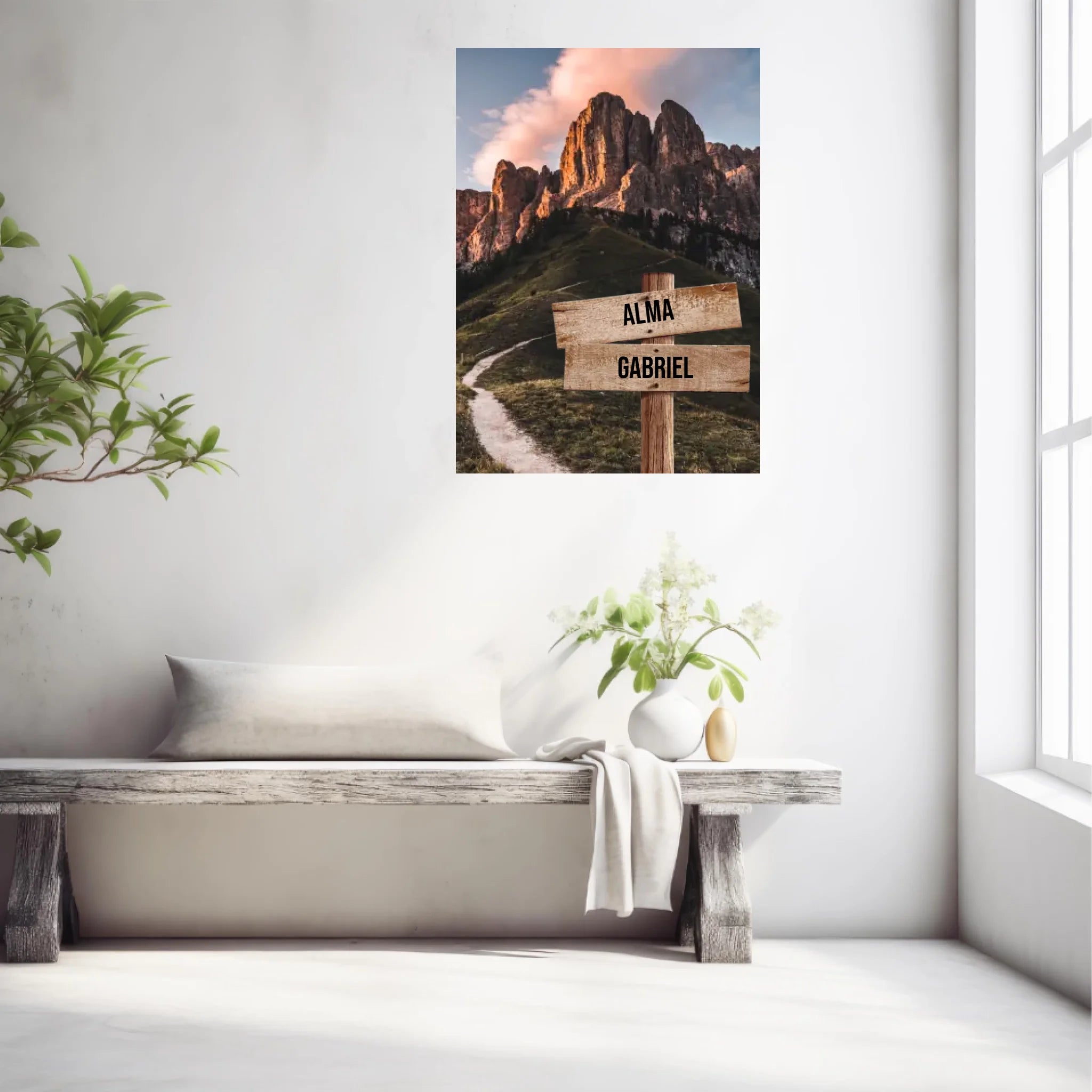 Tableau Personnalisé Prénoms Famille Montagne