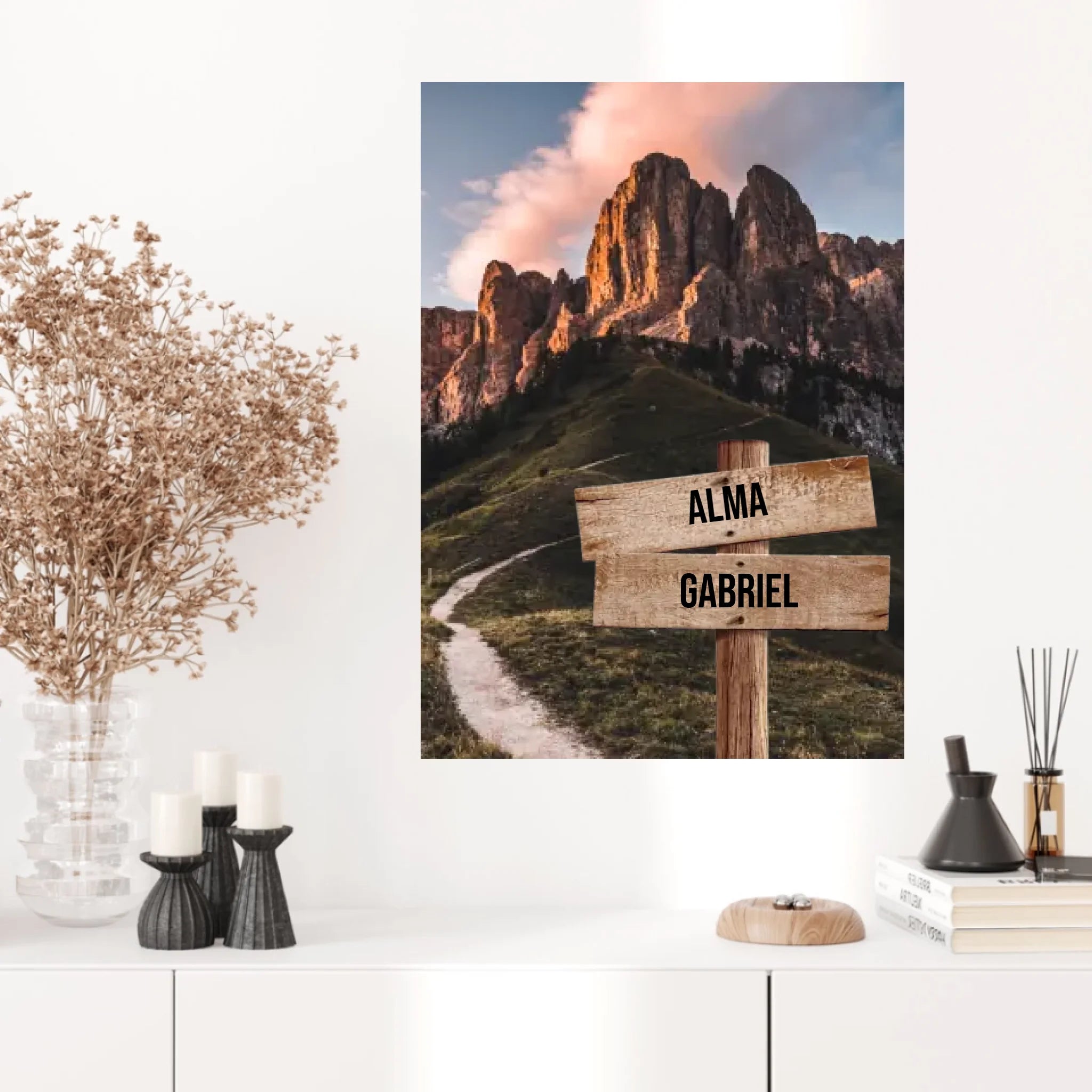 Tableau Personnalisé Prénoms Famille Montagne