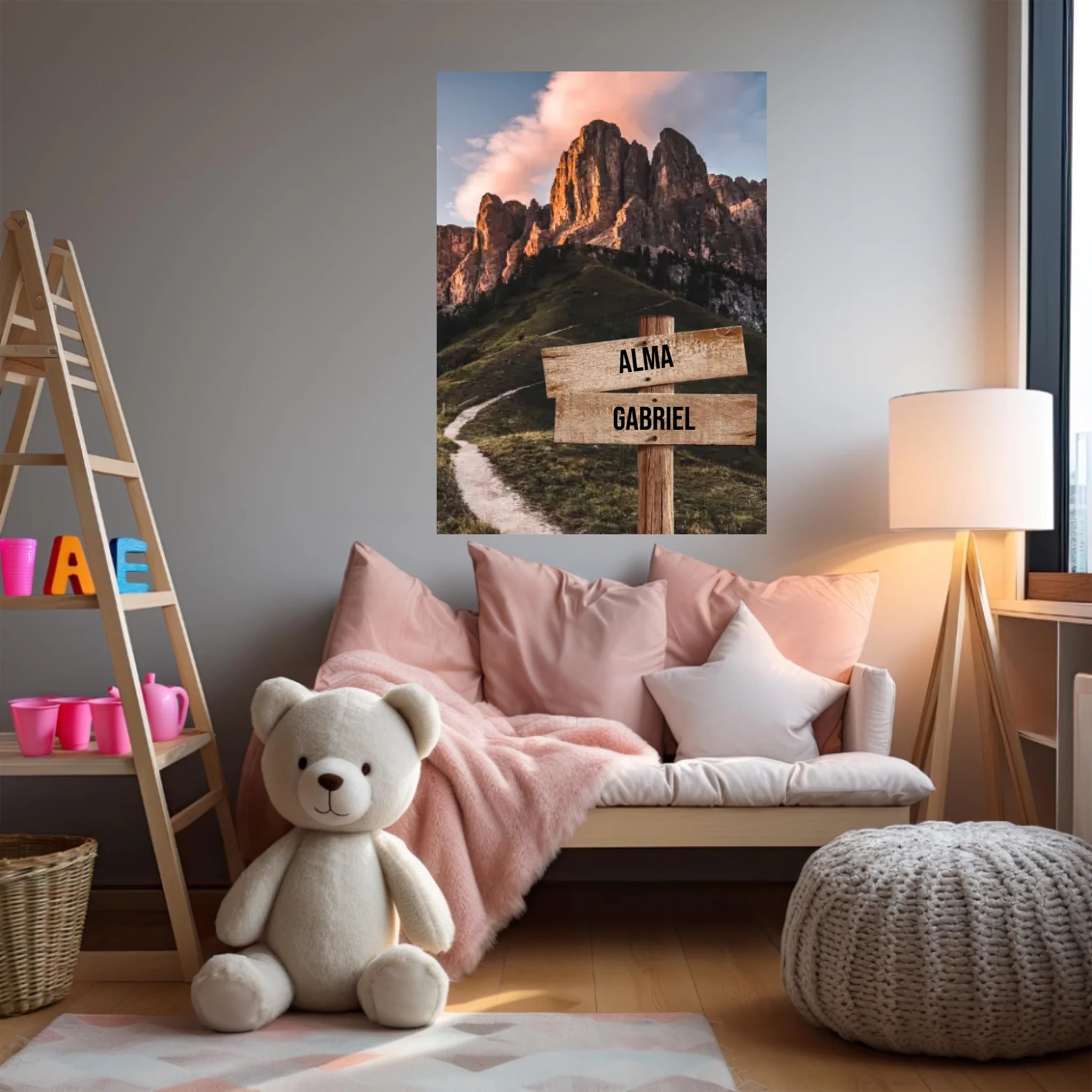 Tableau Personnalisé Prénoms Famille Montagne
