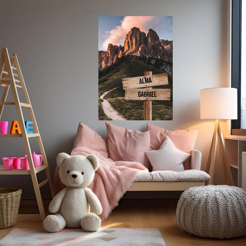 Tableau Personnalisé Prénoms Famille Montagne