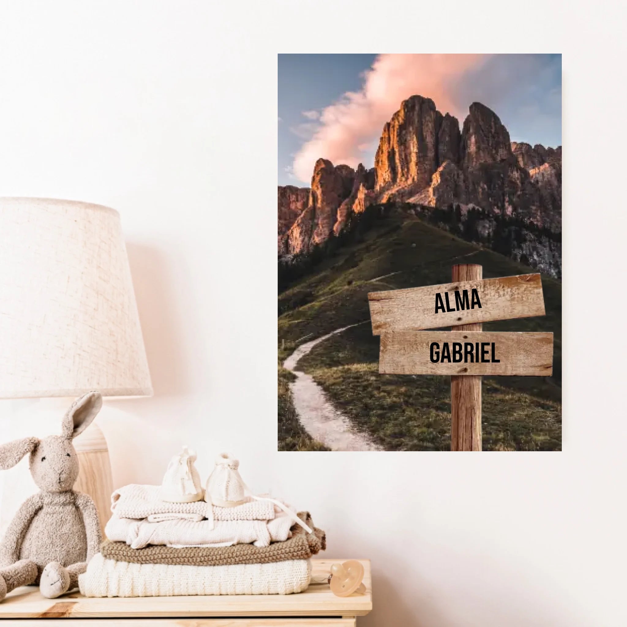 Tableau Personnalisé Prénoms Famille Montagne