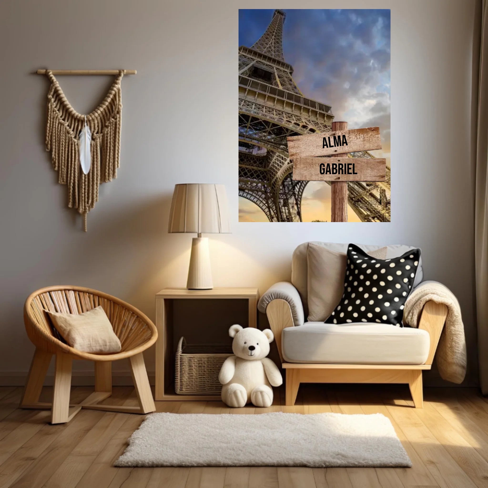Tableau Personnalisé Prénoms Famille Tour Eiffel