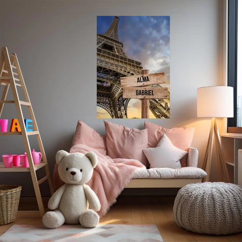 Tableau Personnalisé Prénoms Famille Tour Eiffel