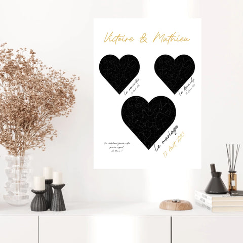Cadre Personnalisé Couple Mariage Carte Ciel