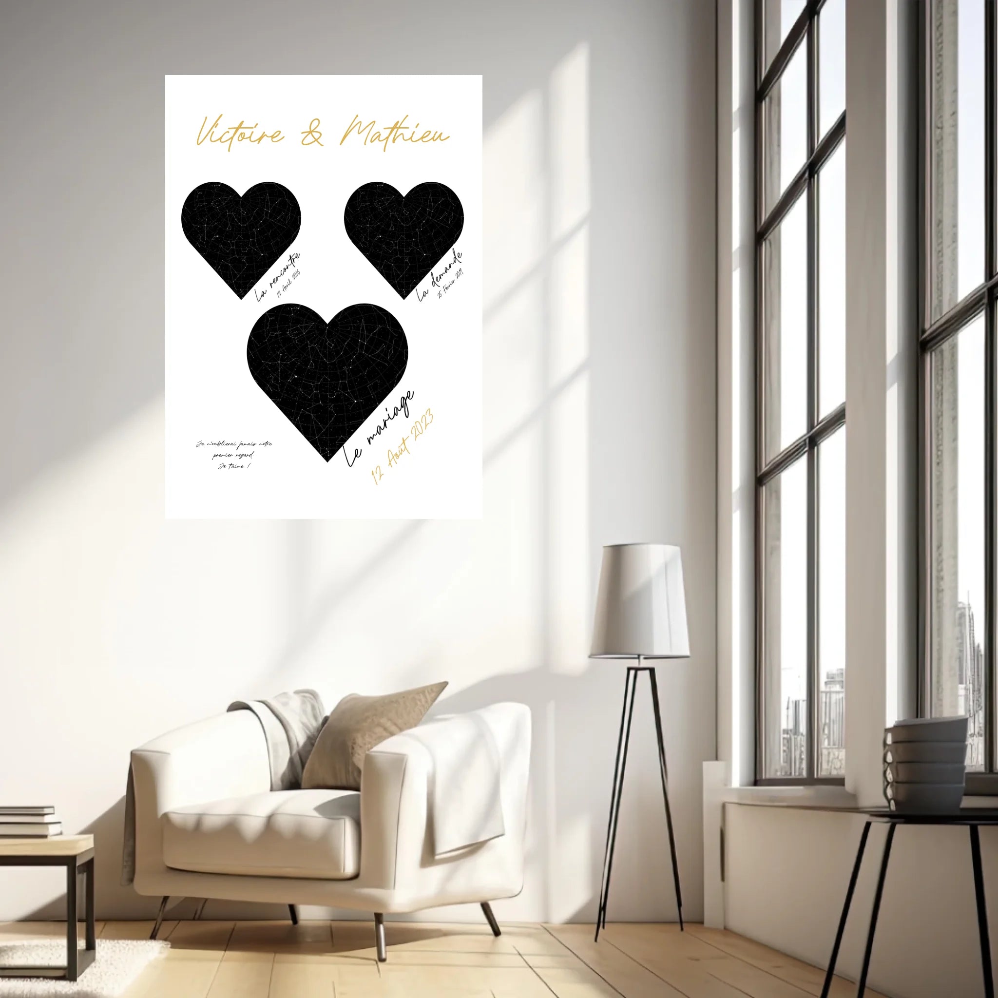 Cadre Personnalisé Couple Mariage Carte Ciel