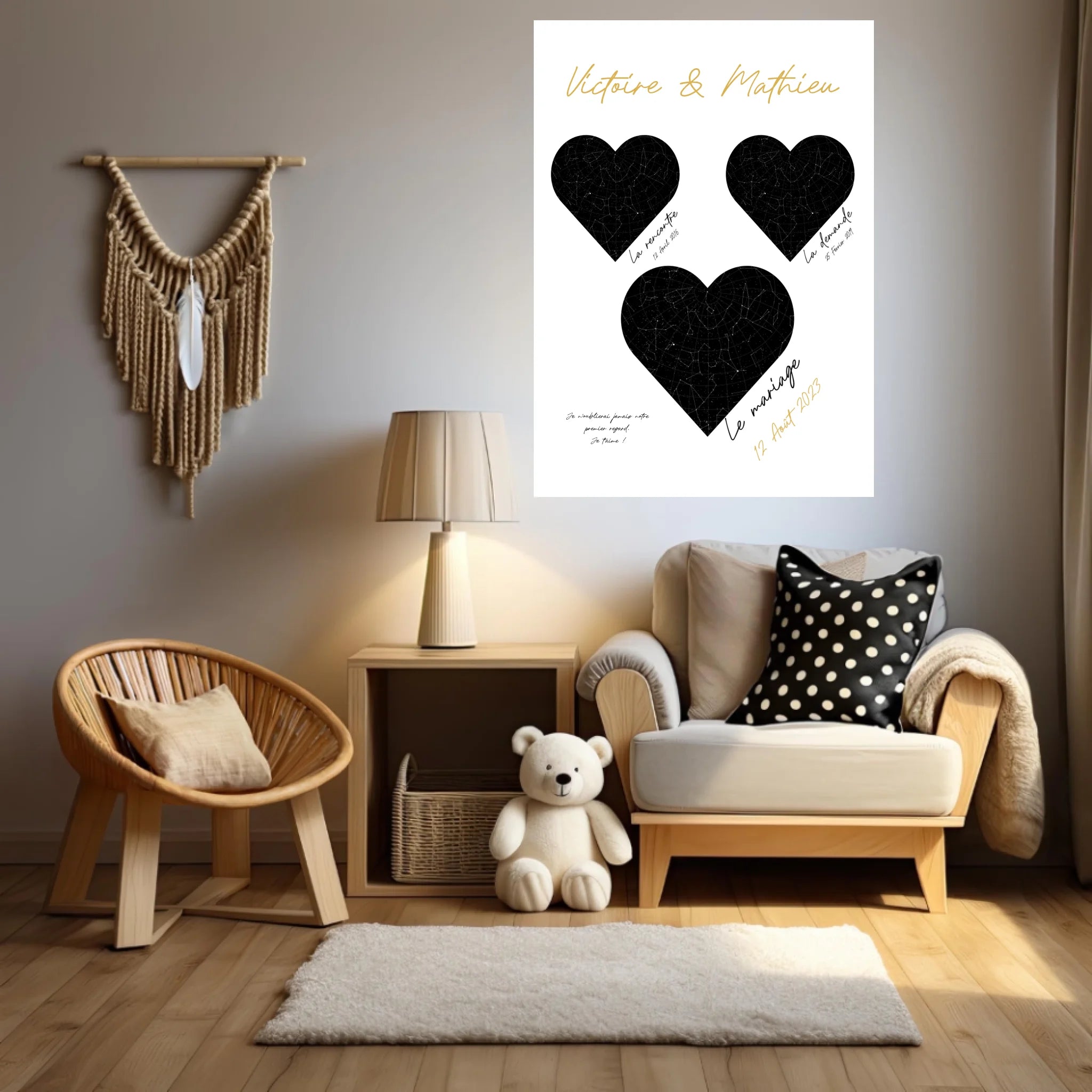 Cadre Personnalisé Couple Mariage Carte Ciel