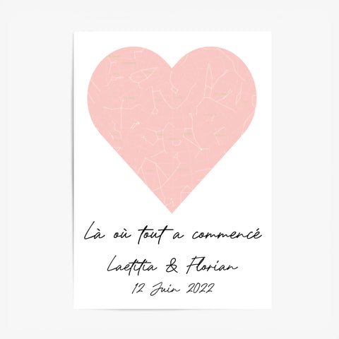 Cadre Personnalisé Couple Carte du Ciel