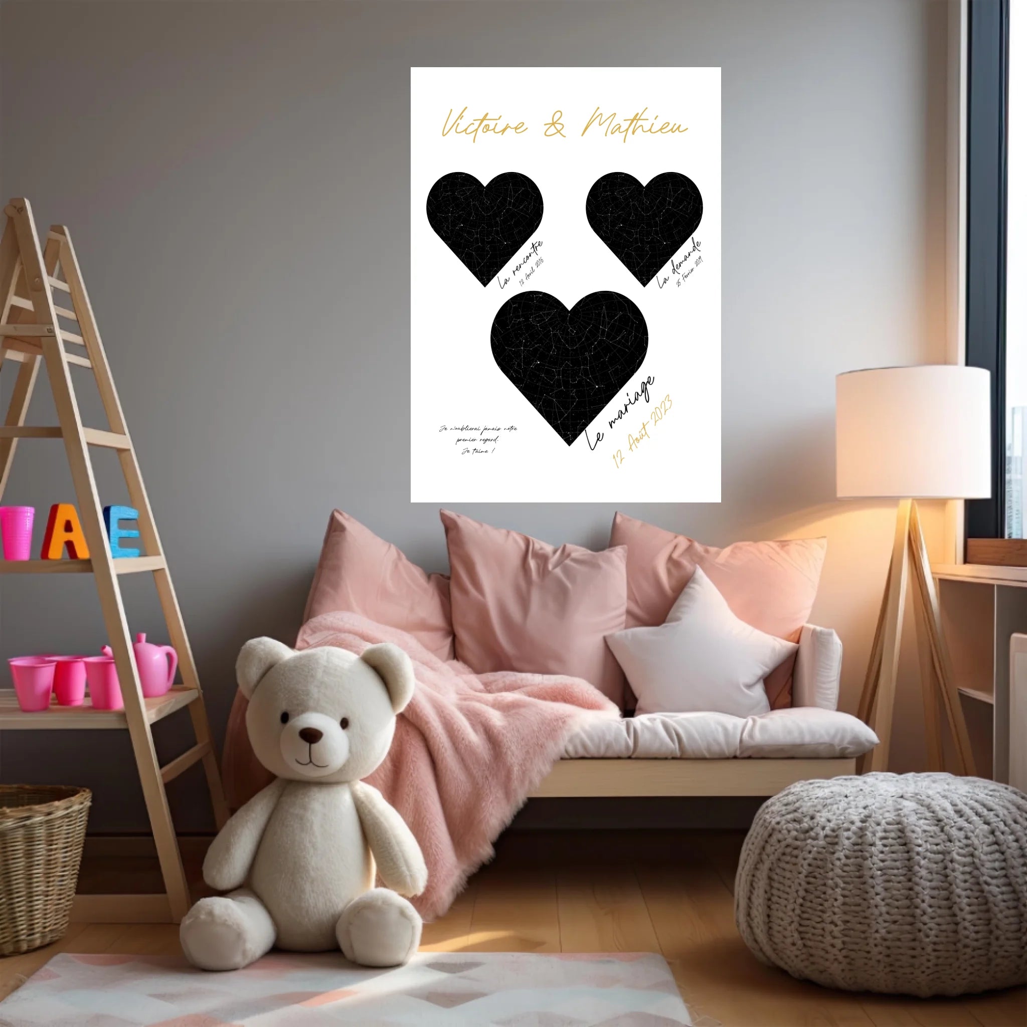 Cadre Personnalisé Couple Mariage Carte Ciel