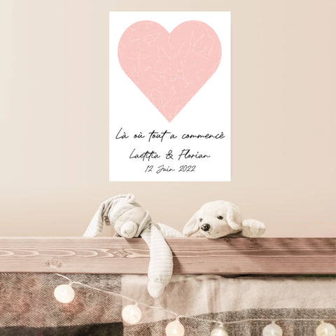 Cadre Personnalisé Couple Carte du Ciel