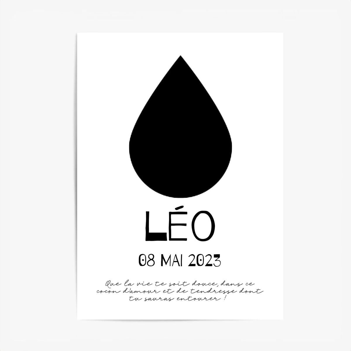 Affiche Naissance Personnalisé Photo Bébé Goutte