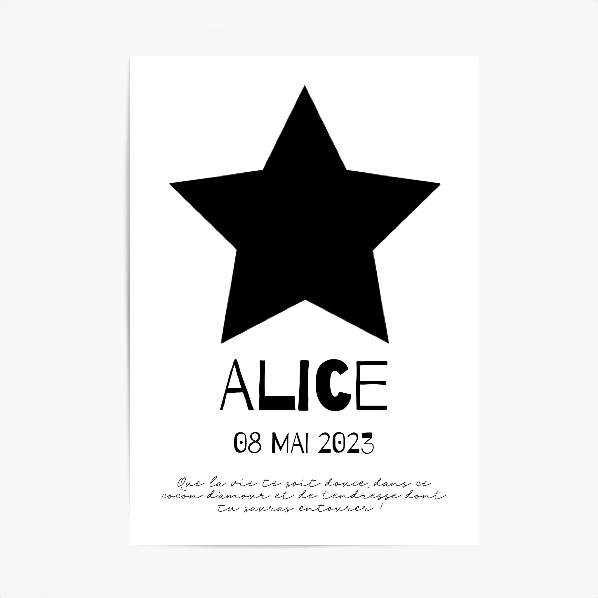 Affiche Naissance Personnalisé Photo Bébé Etoile