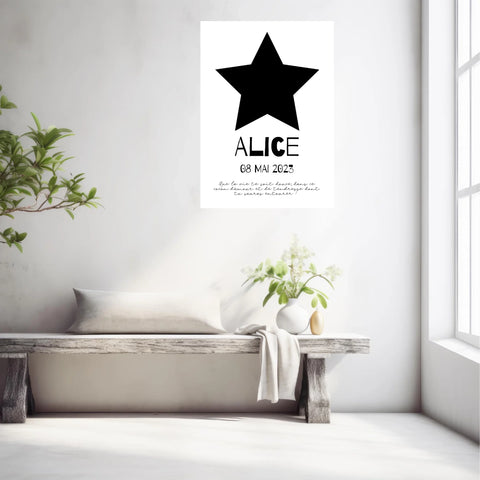 Affiche Naissance Personnalisé Photo Bébé Etoile