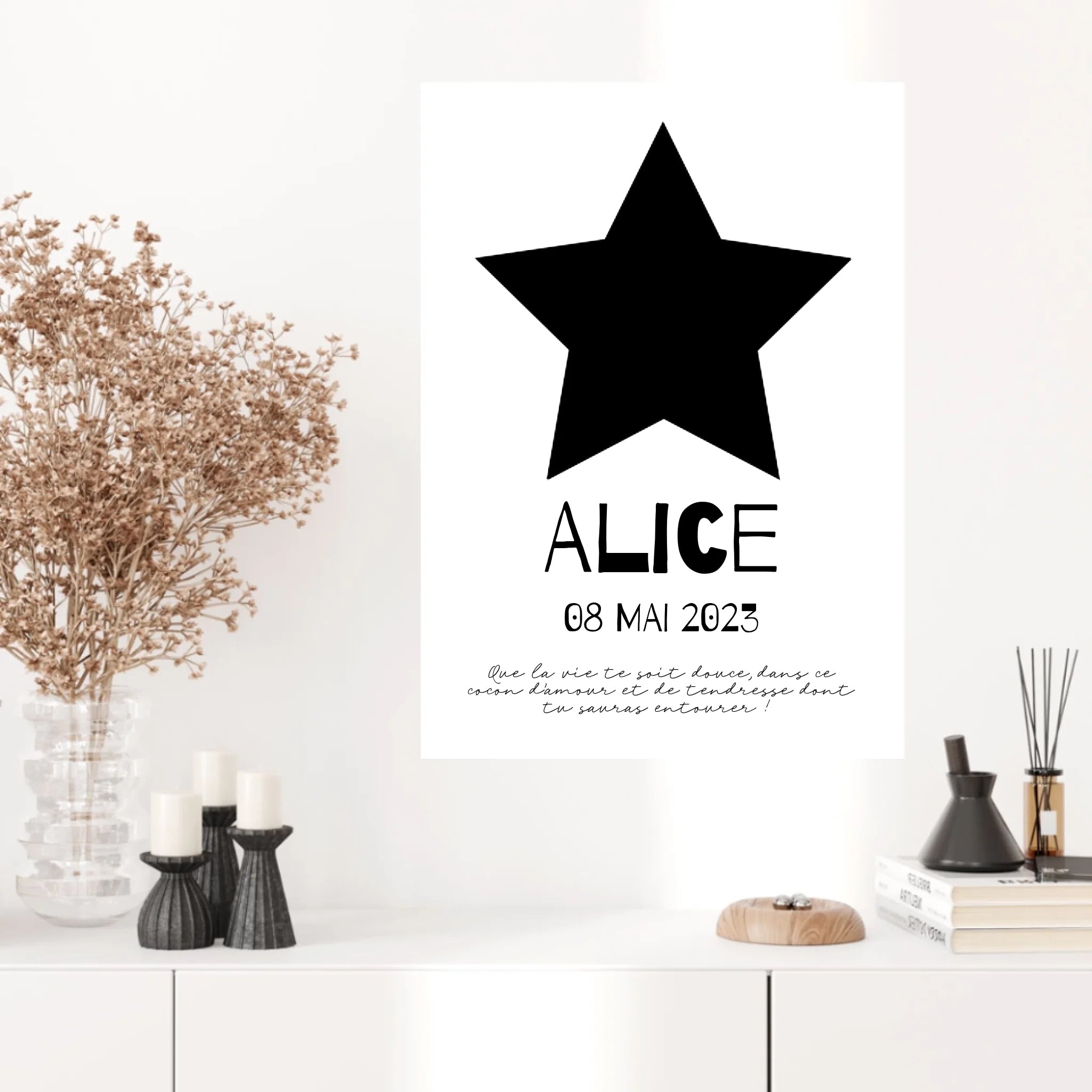 Affiche Naissance Personnalisé Photo Bébé Etoile