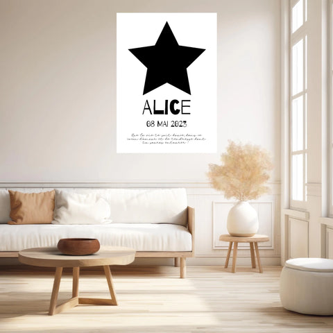 Affiche Naissance Personnalisé Photo Bébé Etoile