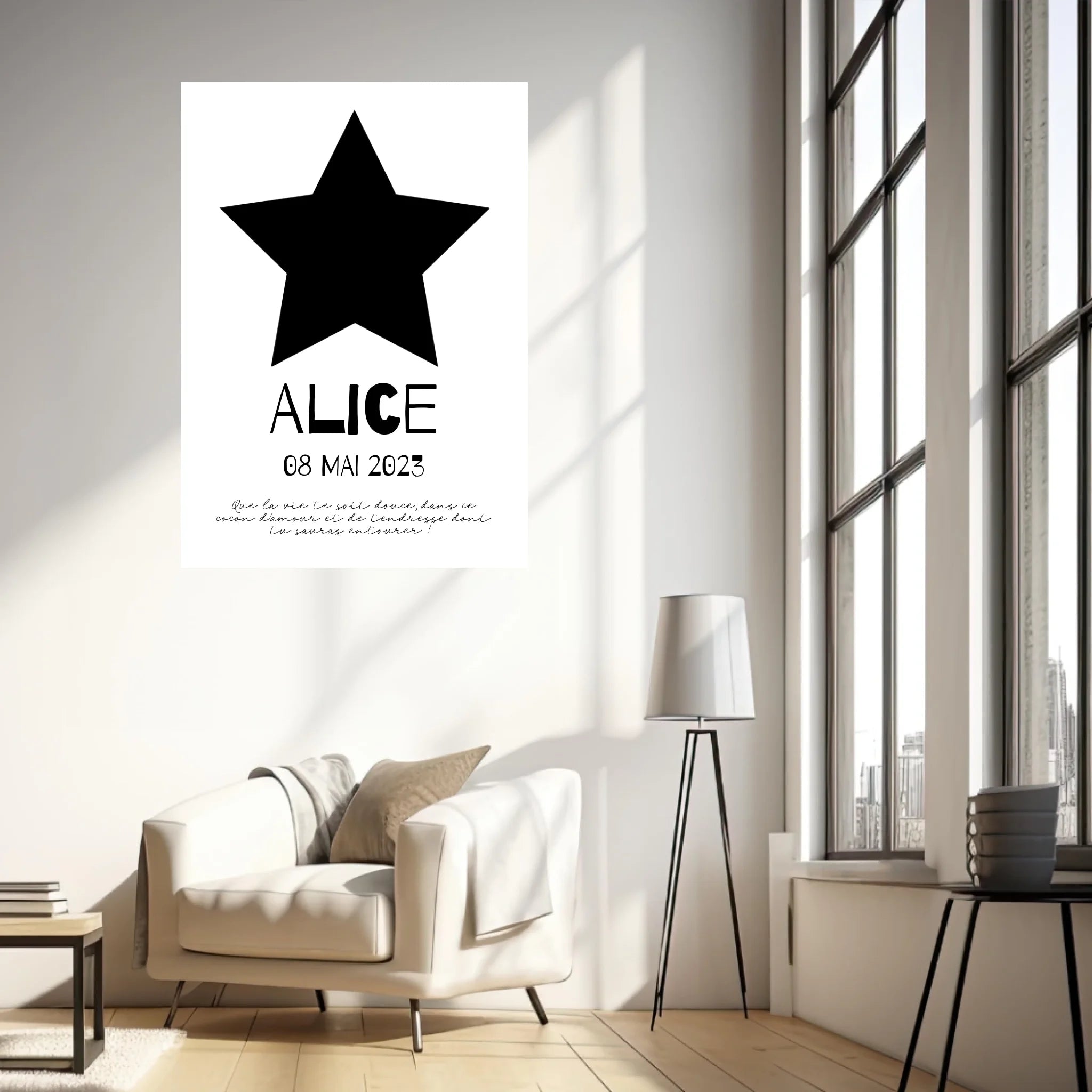 Affiche Naissance Personnalisé Photo Bébé Etoile