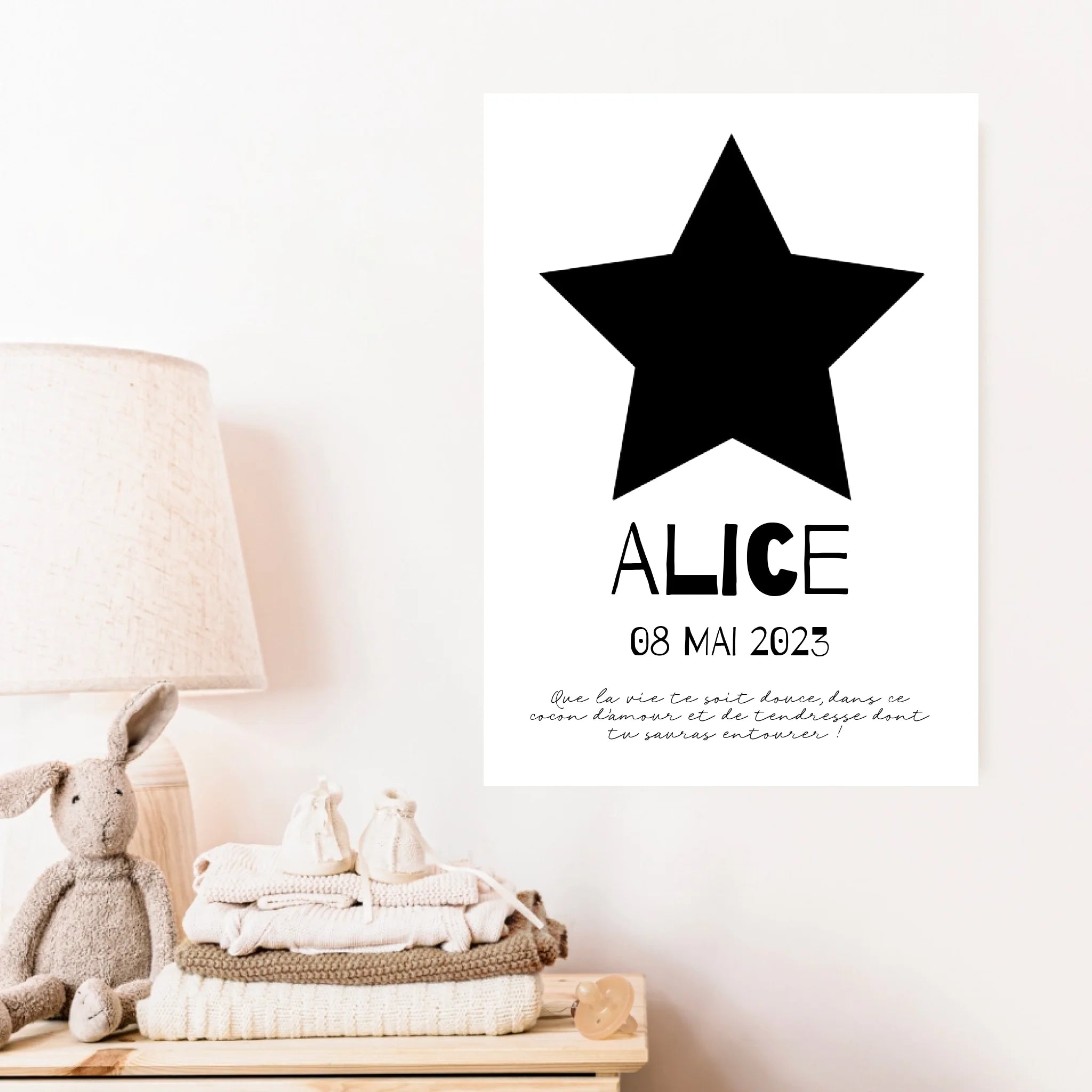 Affiche Naissance Personnalisé Photo Bébé Etoile