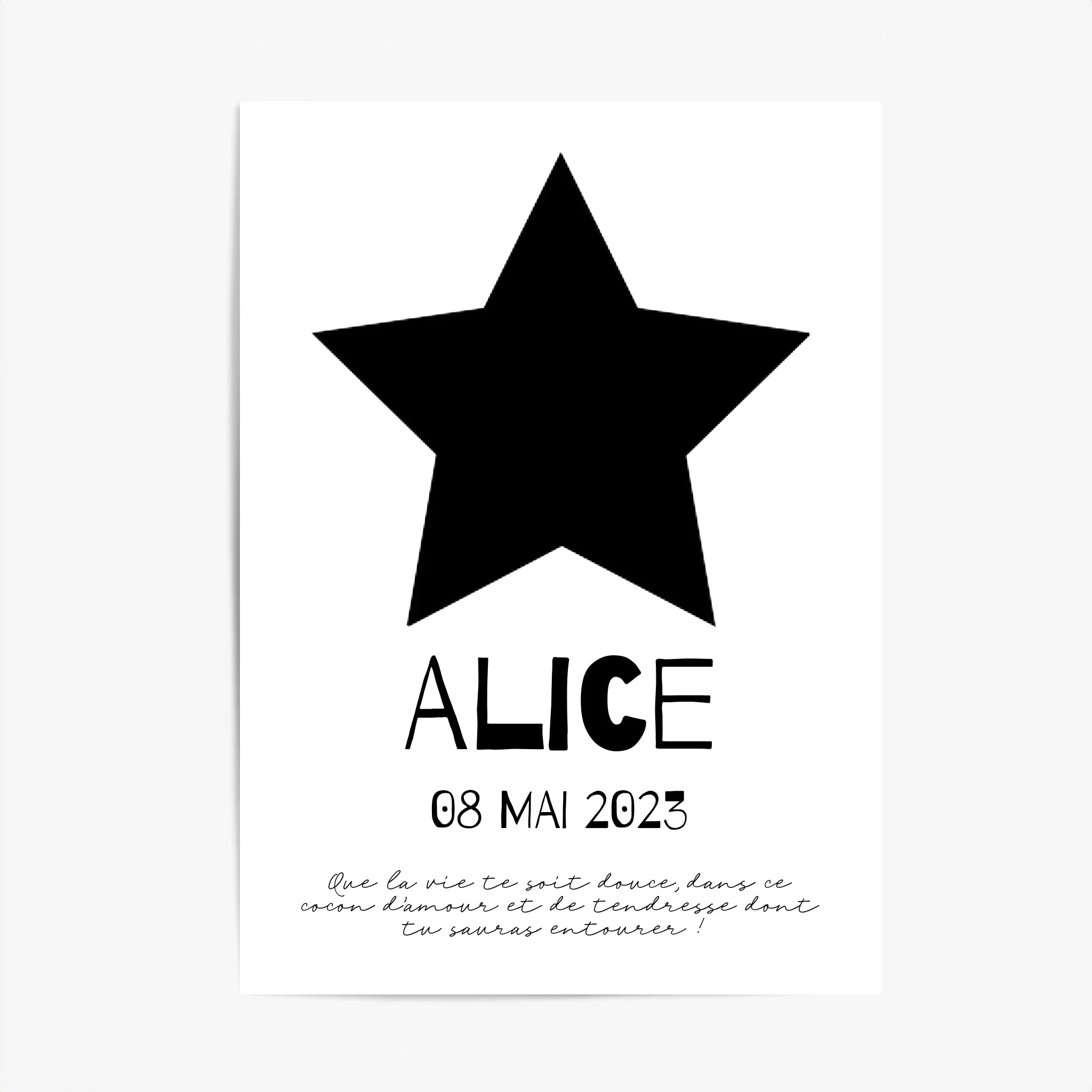 Affiche Naissance Personnalisé Photo Bébé Etoile