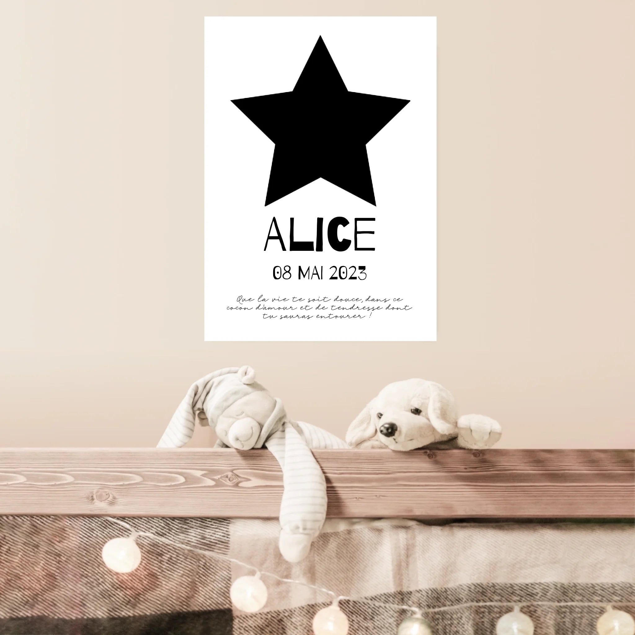 Affiche Naissance Personnalisé Photo Bébé Etoile