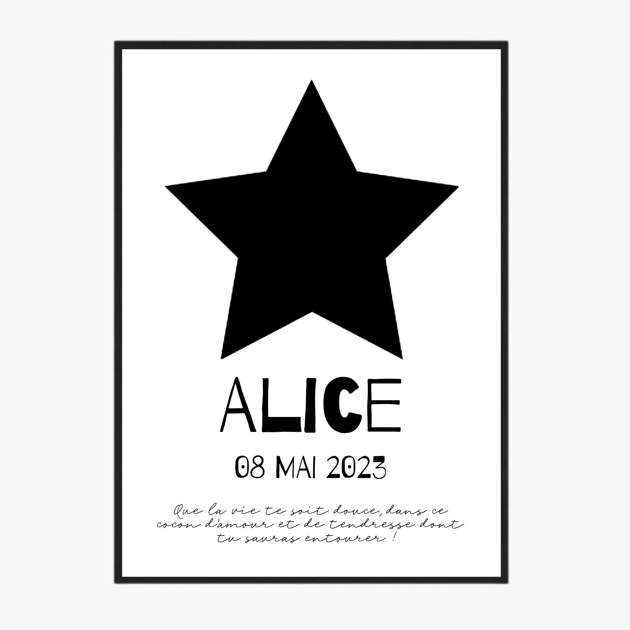 Affiche Naissance Personnalisé Photo Bébé Etoile