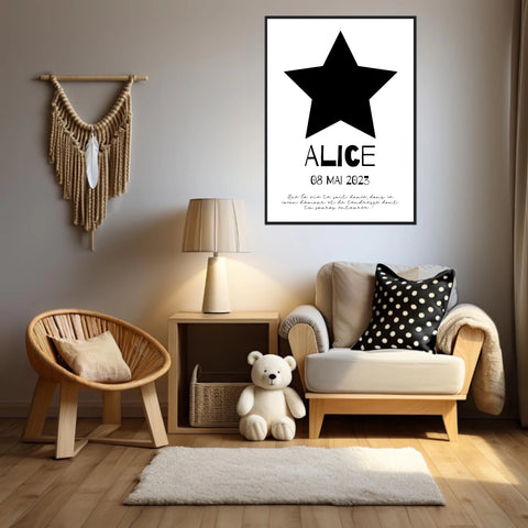 Affiche Naissance Personnalisé Photo Bébé Etoile