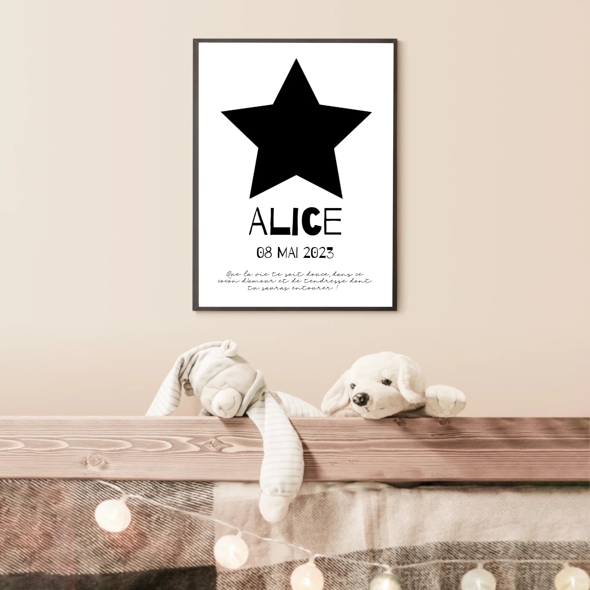 Affiche Naissance Personnalisé Photo Bébé Etoile