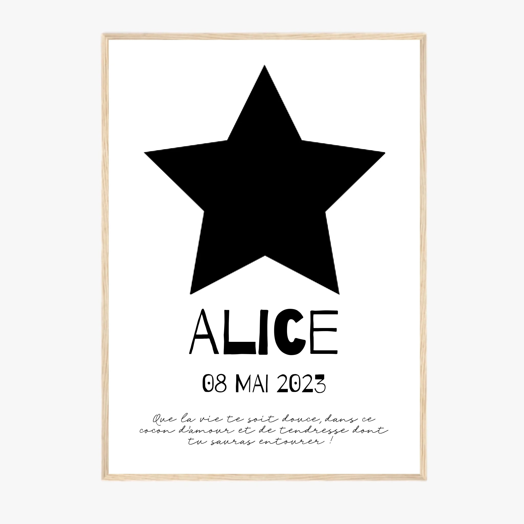 Affiche Naissance Personnalisé Photo Bébé Etoile