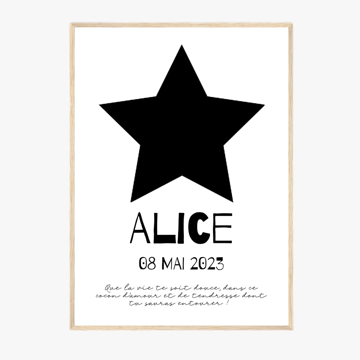 Affiche Naissance Personnalisé Photo Bébé Etoile