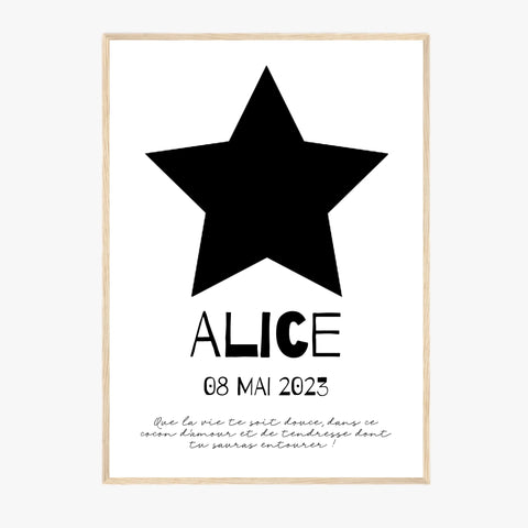 Affiche Naissance Personnalisé Photo Bébé Etoile