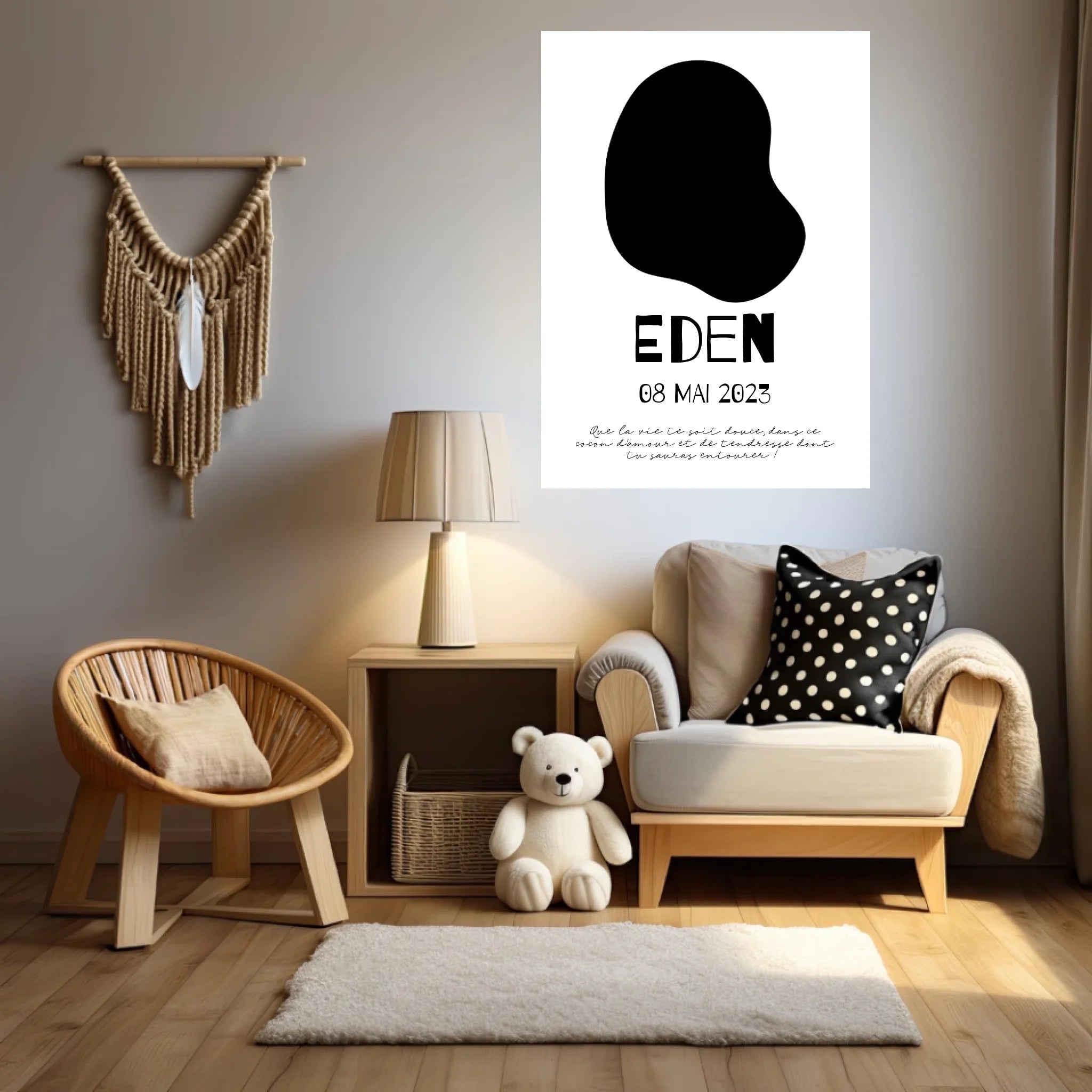 Affiche Naissance Personnalisé Photo Bébé Déco Scandinave