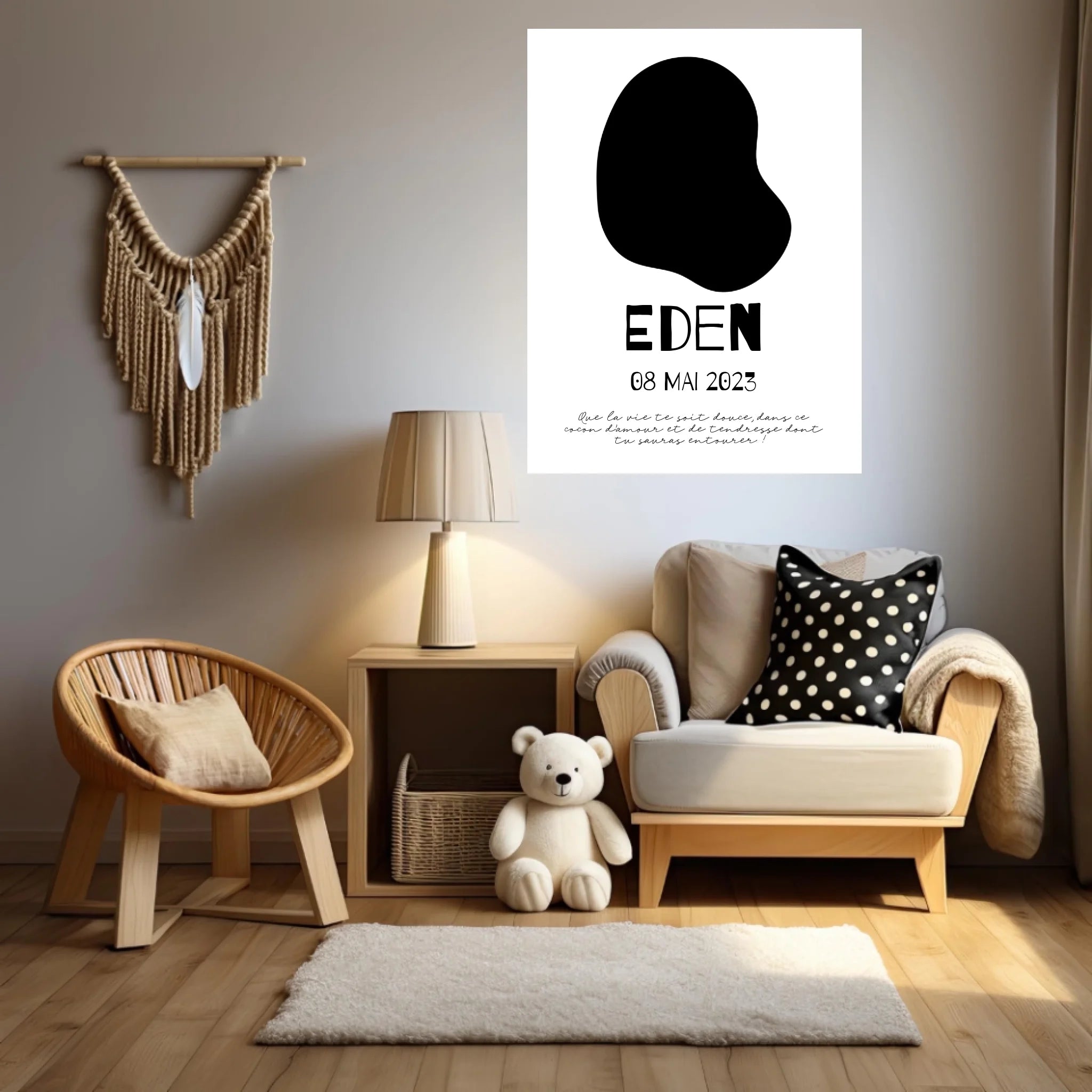 Affiche Naissance Personnalisé Photo Bébé Déco Scandinave