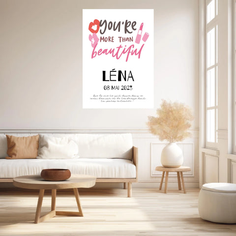 Affiche Naissance Personnalisé You Are Beautiful