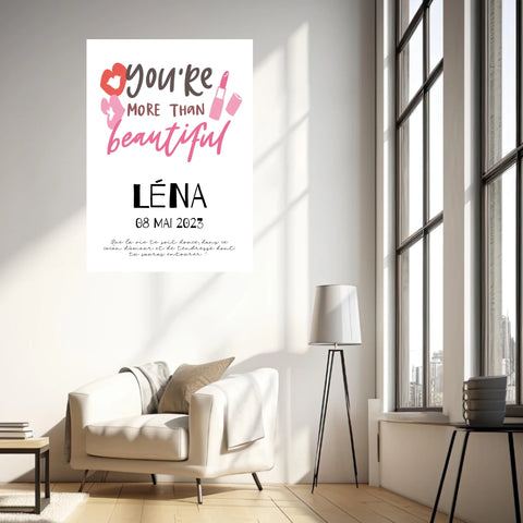 Affiche Naissance Personnalisé You Are Beautiful