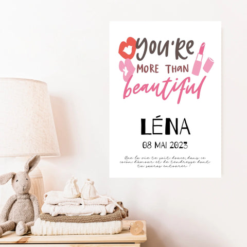 Affiche Naissance Personnalisé You Are Beautiful