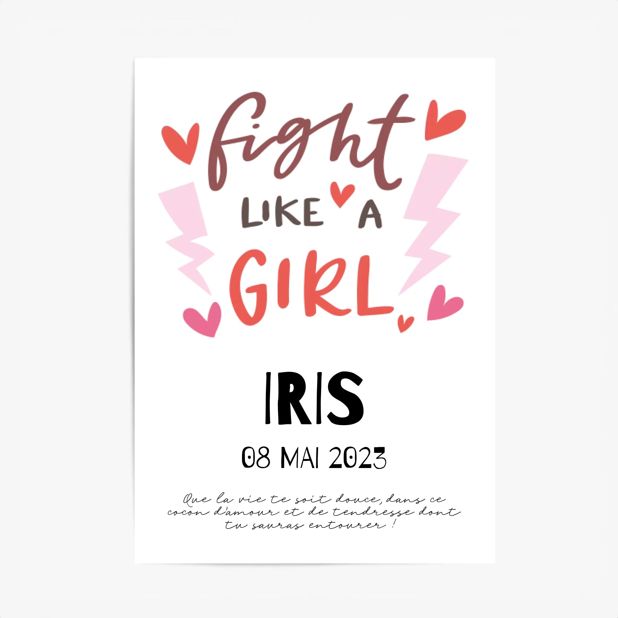 Affiche Naissance Personnalisé Fight Like Girl