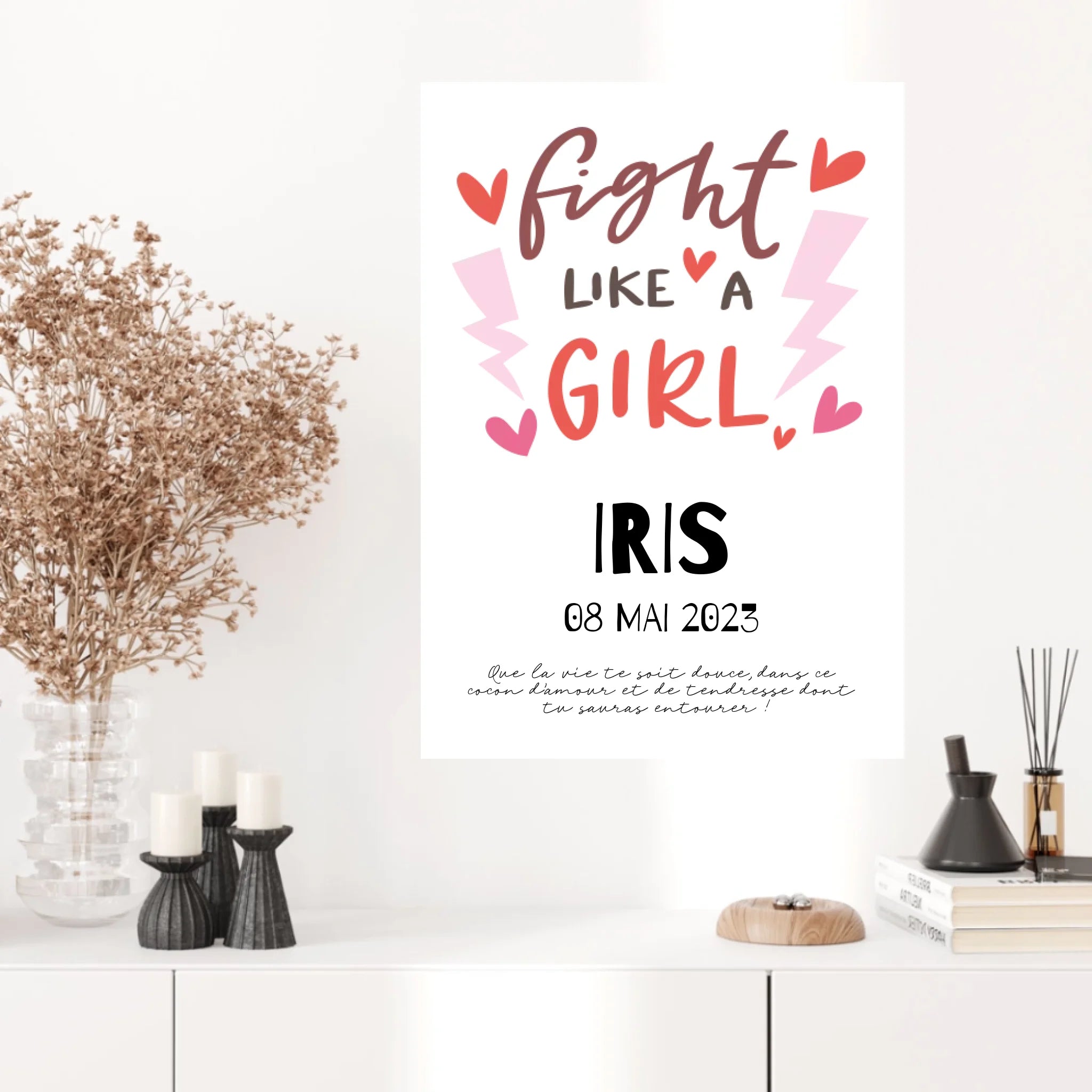 Affiche Naissance Personnalisé Fight Like Girl